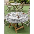 thumbnail image 4 of Outdoor Tablecloth with Umbrella Hole for Patio/Picnic/Party/Camping, Spring Floral Waterproof Table Cloth Round Cover Washable, Grey Dandelion Plants Pastoral Flower Botanical (Dia 54"), 4 of 8