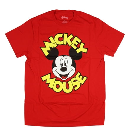 Disney Men's Mickey Mouse Classic Character Face And Script Name