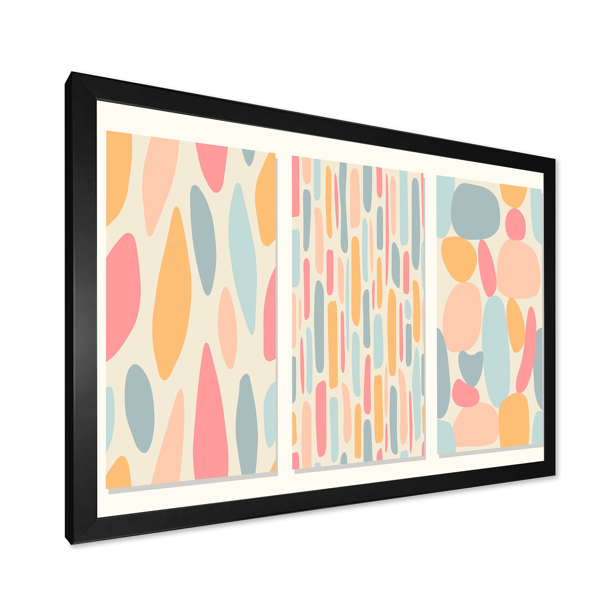 Designart 'Patchwork of Pastel Organic Shapes' Modern Framed Art Print