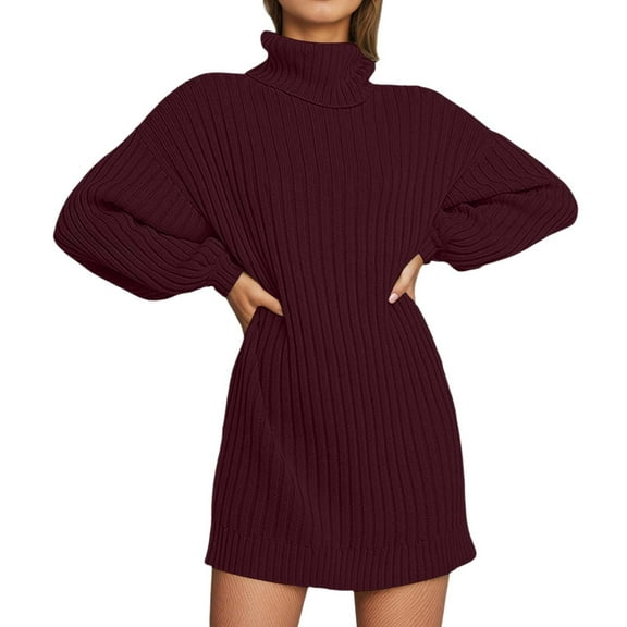 Arlun Womens Oversized Mini Sweater Dress Turtleneck Batwing Long Sleeve Ribbed Knit Loose 2025 Fall Winter Casual Pullover Short Dress Soft Comfort Stylish Outfits XXXL