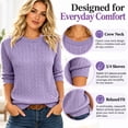 thumbnail image 3 of Women's 3/4 Sleeve Cable Knit Sweater,Crew Neck Lightweight Pullover Casual Soft Knitted Top for Fall Winter Daily Wear, 3 of 6