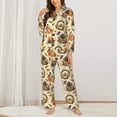 thumbnail image 2 of Lsque Autumn Vintage Pattern Long Sleeve Pajama Set for Women - Soft 2-Piece Sleepwear and Loungewear Set with Pockets, Comfy Nightwear-Small, 2 of 7