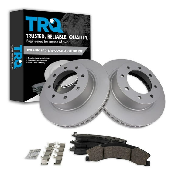 TRQ Front Premium Ceramic Brake Pad & Coated Rotor Kit for Nissan NV Van BKA24779