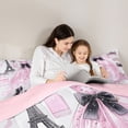 thumbnail image 4 of Castle Fairy Elegant Parisian Tulle Gown Queen Comforter Set 3 Pieces,Chic Black Bow High Heel Comforter Sets Queen,Pink Black White,Pink Reversible,1 Comforter and 2 Pillowcases, 4 of 6