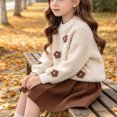 thumbnail image 4 of ZIXKCGDSE Girls 2 Piece Outfits Flower Long Sleeved Fall Tops and Skirt Winter Clothing Set Size 6-7 Years, 4 of 4