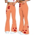 thumbnail image 5 of VBVC Women's Y2K Rose Flare Leg Sweatpants,Ladies High Waisted Trousers,Stretchy Pull-On Pants for Women,Orange,S-2XL, 5 of 8