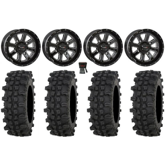 System 3 ST-4 14" Wheels Black 27" ACP Tires Can-Am Commander Maverick Renegade Outlander Defender