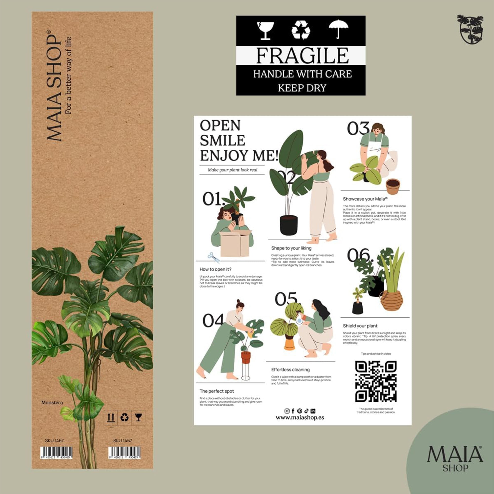 Maia Shop 5ft Artificial Monstera Plant, Fake Plants for Home Decor