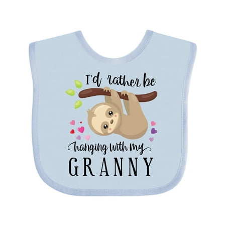 

Inktastic Sloth I d Rather Be Hanging with Granny Gift Baby Boy or Baby Girl Bib