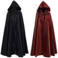 thumbnail image 3 of Bata de vampiro brujería larga para adulto, capa con capucha, disfraz de Cosplay para fiesta de Halloween, color negro y rojo, capa Medieval, 2023, 3 of 4