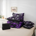 thumbnail image 5 of Feelyou Skeleton Skull Bedding Comforter Set 7pcs, Romantic Gothic Halloween Queen Bedding Sets, Dreamy Purple Rose Reversible Queen Sheet Sets, Lightweight Room Decor, 5 of 7