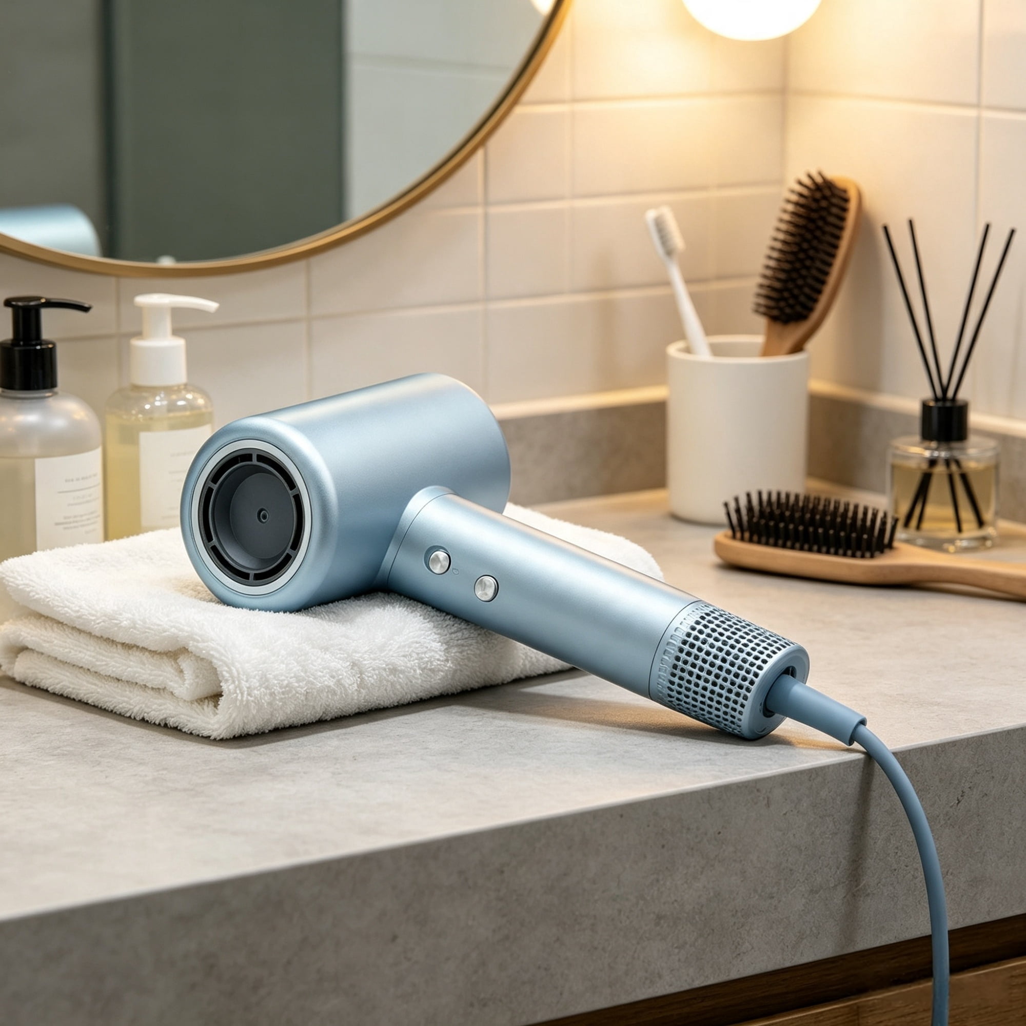 High-Speed Hair Dryer, 200M Negative Ion Blow Dryer with LCD Thermo-Control & Nozzle