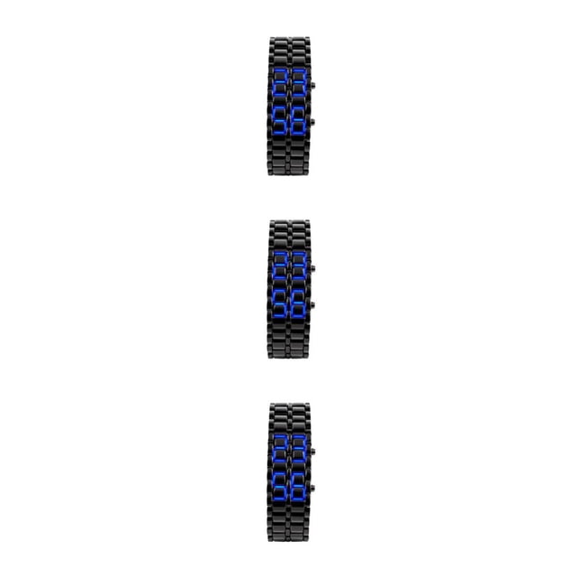 Bearachild Reloj para hombre LED Sin rostro Accesorio de moda Pareja Amante Amistad Estilo retro Reloj de Cadena de acero Type1 NO1