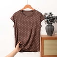 thumbnail image 2 of Loopsun Womens Short Sleeve Pajama Tops Print Round Neck Short Sleeve Thin Loose Loungewear, 2 of 5