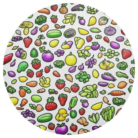 

Fruits and Vegetables Pattern 4-Piece 15.4in Heat-Proof PVC Plate Mats Easy Cut and Clean for Family Use