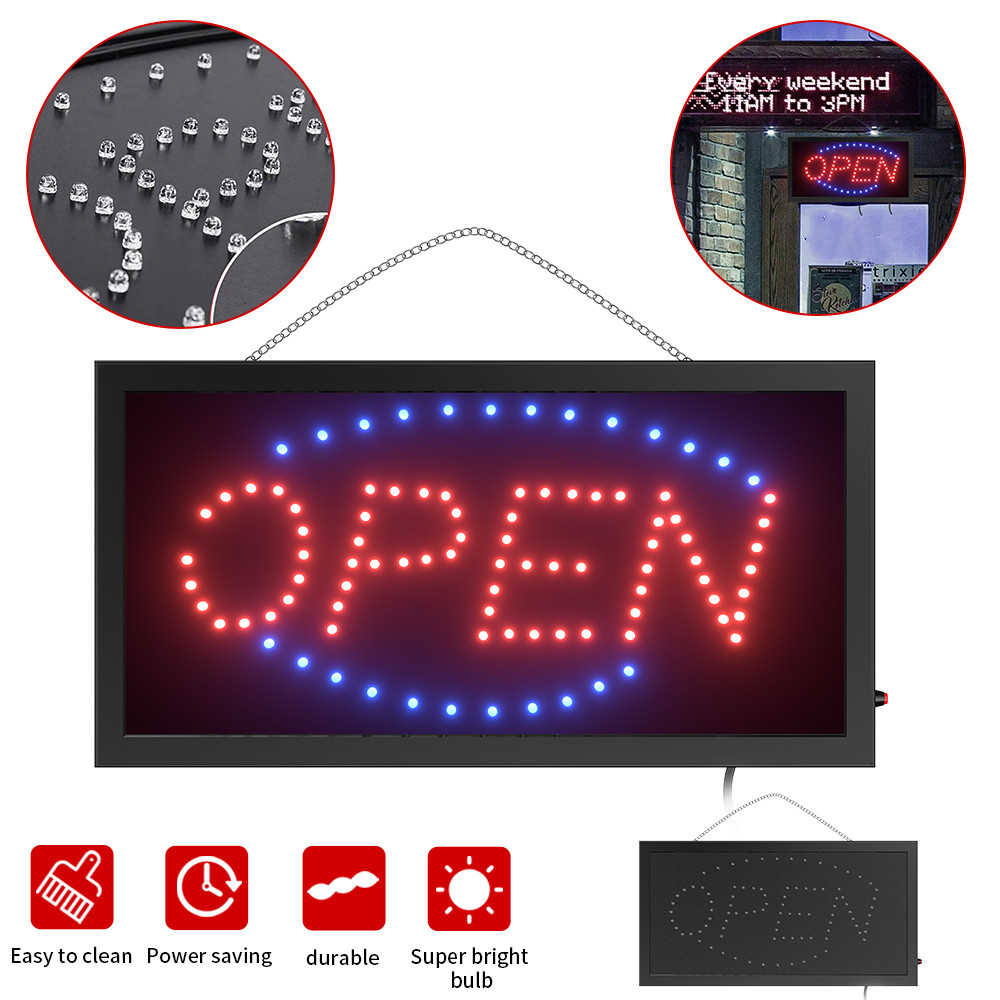 Open Neon Sign LED Electronic Display for Business Bar Barber Ultra Bright  Blue and Red Light, 10
