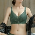 thumbnail image 2 of Wireless Push Up Bras Women Ladies Comfortable Breathable No Underwire Lace Push up Bra Underwear V-Neck Full-Coverage Bra Feature Hook and Eye Closure Wire-Free Bra Style Y-589 , Green 32, 2 of 8
