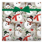Rustic Plaid Snowman Christmas Rolled Gift Wrap - 1 Giant Roll, 23 Inches x 35 Feet (67 Square Feet Total), Heavyweight, Tear-Resistant, Holiday Wrapping Paper