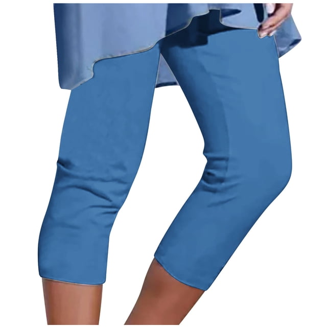 Pantalones Umfun para mujer, informales, con cintura elástica, para playa, suaves, deportivos, con control de abdomen, para correr, ciclismo, yoga, entrenamiento, azul, talla S