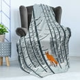thumbnail image 4 of Winter Soft Flannel Fleece Throw Blanket, Fox Walking into the Woods Forest on Snow Christmas Season Merry, Cozy Plush for Indoor and Outdoor Use, 50" x 70", Slate Blue and Dark Orange, by Ambesonne, 4 of 5