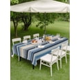 thumbnail image 5 of 54x80 Inch Outdoor Tablecloth with Umbrella Hole Zipper Rectangle Blue Grey Beige Striped Rectangular Tablecloths Outside Waterproof Farmhouse Vintage Stripe Patio Table Cloth Cover for Picnic Party, 5 of 8