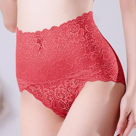 

MRULIC body shaper for women Seamless Waist Lace Women Panties Size Underwear High Lingerie Breech Underpants Butt Female Panties Sexy Briefs Lift Plus Wine + 3XL