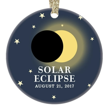 August Ceramics - Solar Eclipse Ornament August 21 2019 North America Total Partial Sun Moon Totality Christmas Tree Gift Idea 3