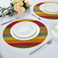 thumbnail image 6 of SKYSONIC Wooden Colored Stripes Round Placemats for Dining Table Non-Slip Heat-Resistant Polyester Table Mats Set of 1 Washable Table Mats for Kitchen Dining Table Decoration (26), 6 of 7