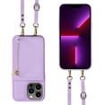 thumbnail image 3 of Nalacover RFID Blocking Wallet Case for iPhone 13 Pro, Shockproof PU Leather Magnetic Button Zipper Purse Card Slots & Kickstand Crossbody Phone Case with Shoulder & Wrist Strap,Purple, 3 of 12
