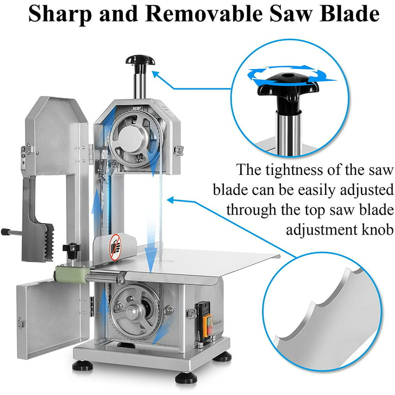 Electric Bone Saw Machine 750W Commercial Frozen Meat Cutting Machine  Stainless Steel Countertop Bone Cutter Machine for Rib Fish 