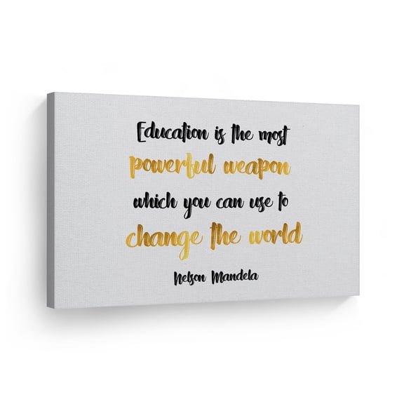 Smile Art Design Education is the most powerful weapon which you can use to change the world Nelson Mandela Canvas Print Motivational Inspirational Quote Wall Art Home Decor Gift Ready to Hang 15x22
