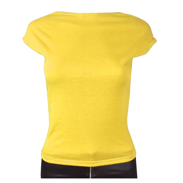 Timegard Womens Tops Cap Sleeve Round Neck Slim Fitting Tee Shirts Comfy Solid Color Cropped Tops