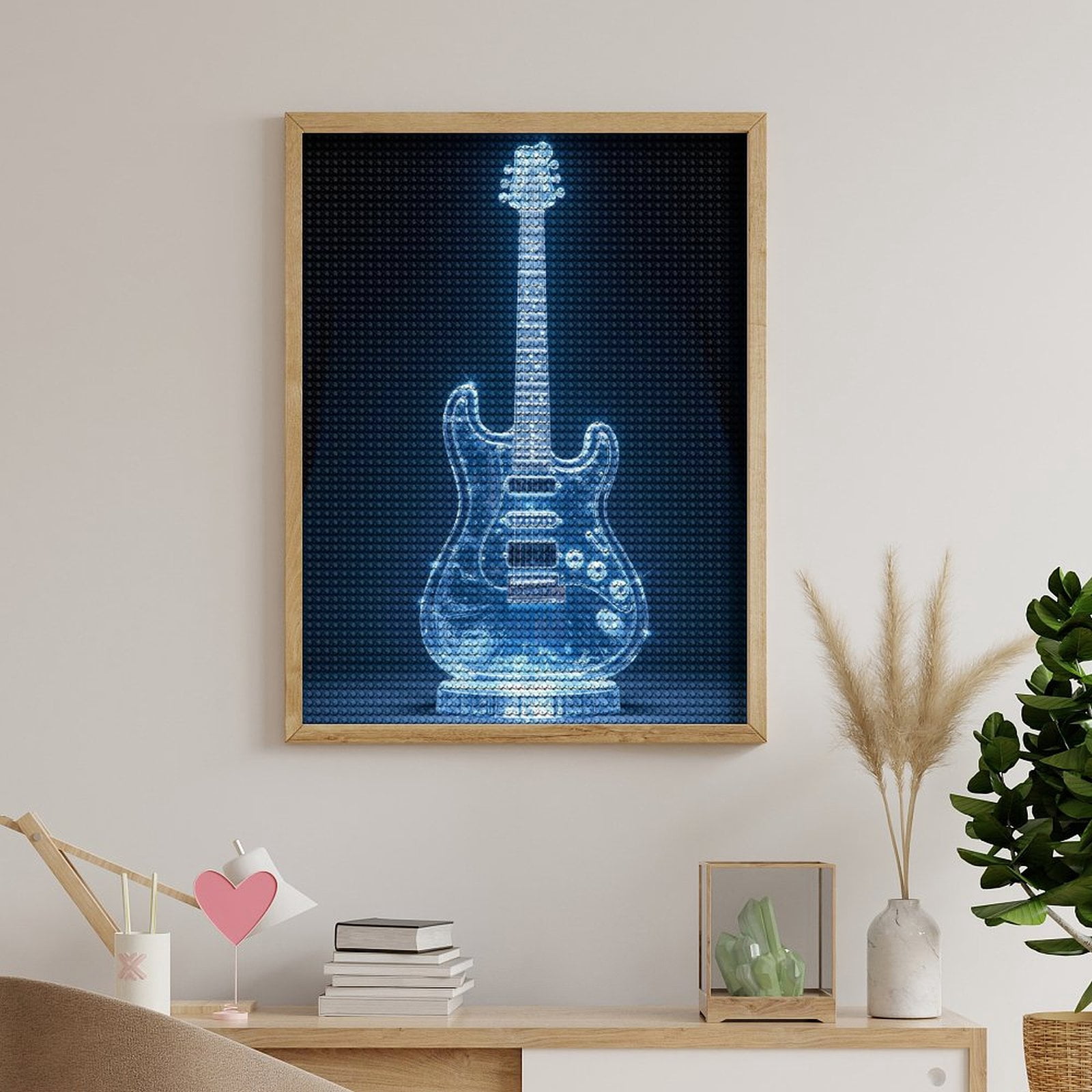 Diamond Art Kit for Adults, Illuminated Crystal Guitar Diamond Painting for Adults Beginners, 5D DIY Diamond Art Painting Kits, Colorful Diamond Painting Craft for Home Decor 12x16