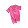 thumbnail image 2 of BemeyourBBs Newborn Baby Girl Boy Silk Satin Pajamas Rompers Kids Short Sleeve Button Down Pjs Infant One Piece Jumpsuit Loungewear Sleepwear, 2 of 10