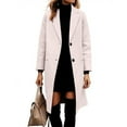 thumbnail image 5 of Women's Notch Lapel Coat, Single Breasted Long Jacket, Relaxed Fit Trench Coat, Casual Open Front Overcoat, Elegant Loose Fit Fall Winter Outerwear Light Pink L, 5 of 9