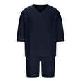 thumbnail image 7 of Stamzod Sweatsuits for Men 2 Piece Summer Solid Color Short Sleeve Tees and Shorts Set Casual Loose Plus Size Workout Running Tracksuit with Pocket Navy S, 7 of 7