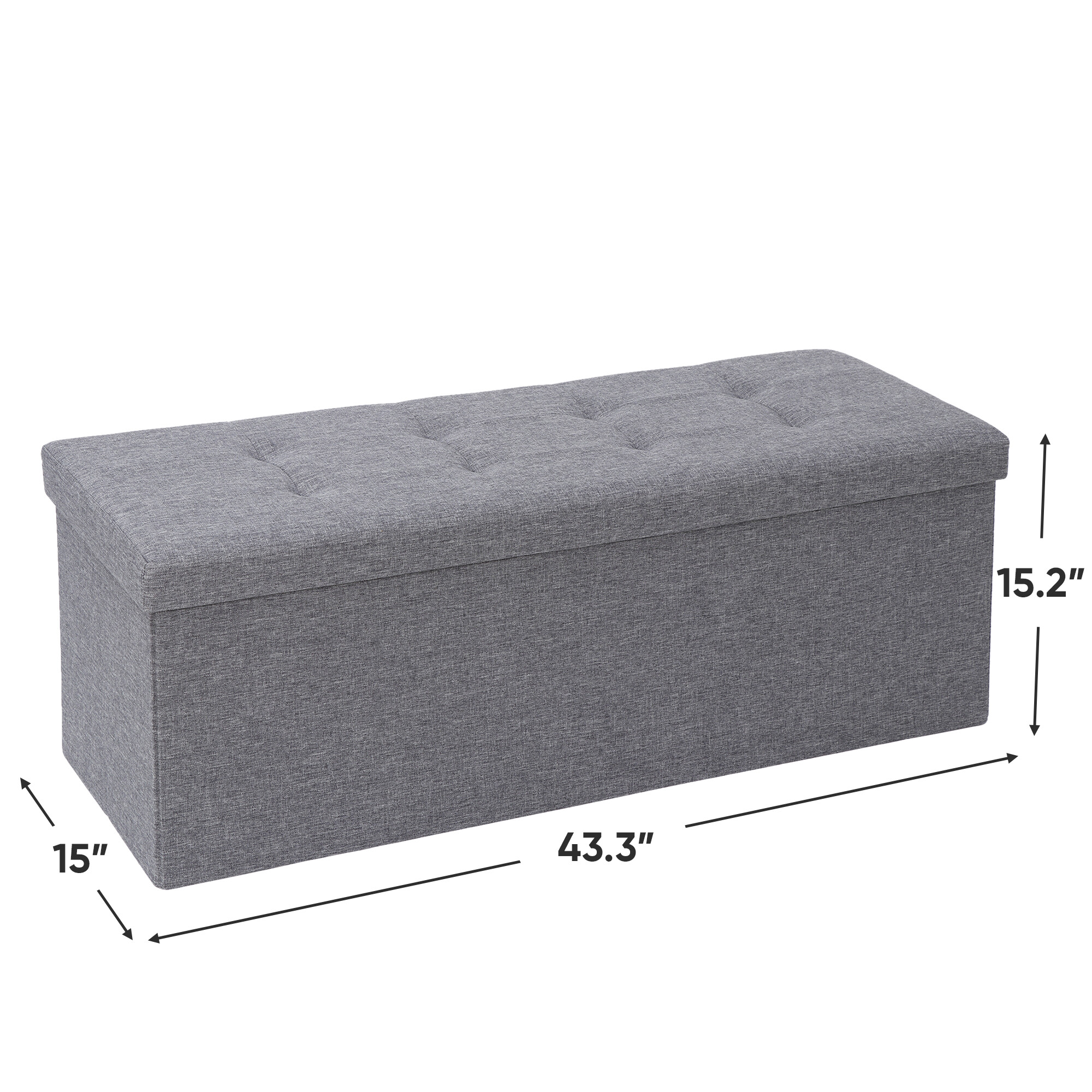 HomGarden 43'' Linen Storage Ottoman Bench Foldable Modern Footrest Stool W/ Divider, Gray - image 3 of 11