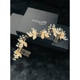 thumbnail image 2 of FREYA - GOLD LEAVES WITH PEARL SPRAYS DOUBLE HAIR COMBS IN GOLD, 2 of 5