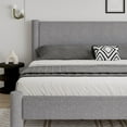 thumbnail image 2 of 4 EVER WINNER Full Bed Frame, Full Size Bed Frame, Upholstered Full Bed with Rounded Legs, Boucle Bed Frame with Headborad, Grey, 2 of 6
