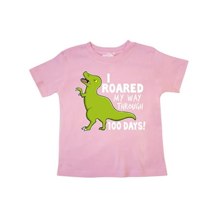 

Inktastic I Roared My Way Through 100 Days with Green Dinosaur Gift Toddler Boy or Toddler Girl T-Shirt