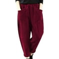 thumbnail image 2 of Tittly Palazzo Pants Wide Leg Pants Women's Autumn And Winter Elastic Waist Large Fashionable Corduroy Loose Outerwear Pants Baggy Pants Plus Size Pants Red M, 2 of 4