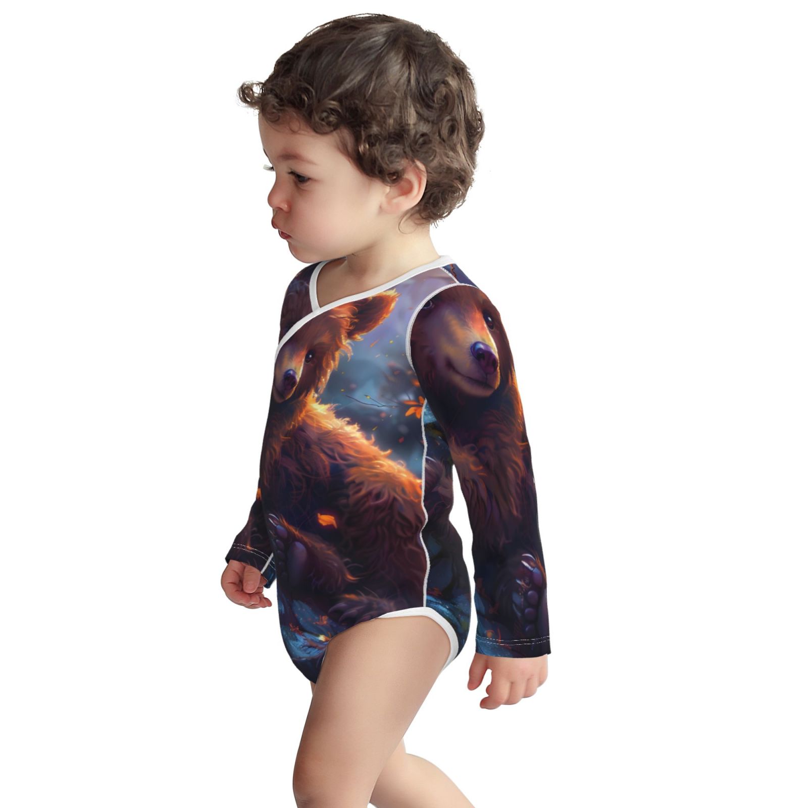 Xecao Lazy Stone Bear Print Baby unisex-baby Cotton Long-sleeve Bodysuits-2 Years