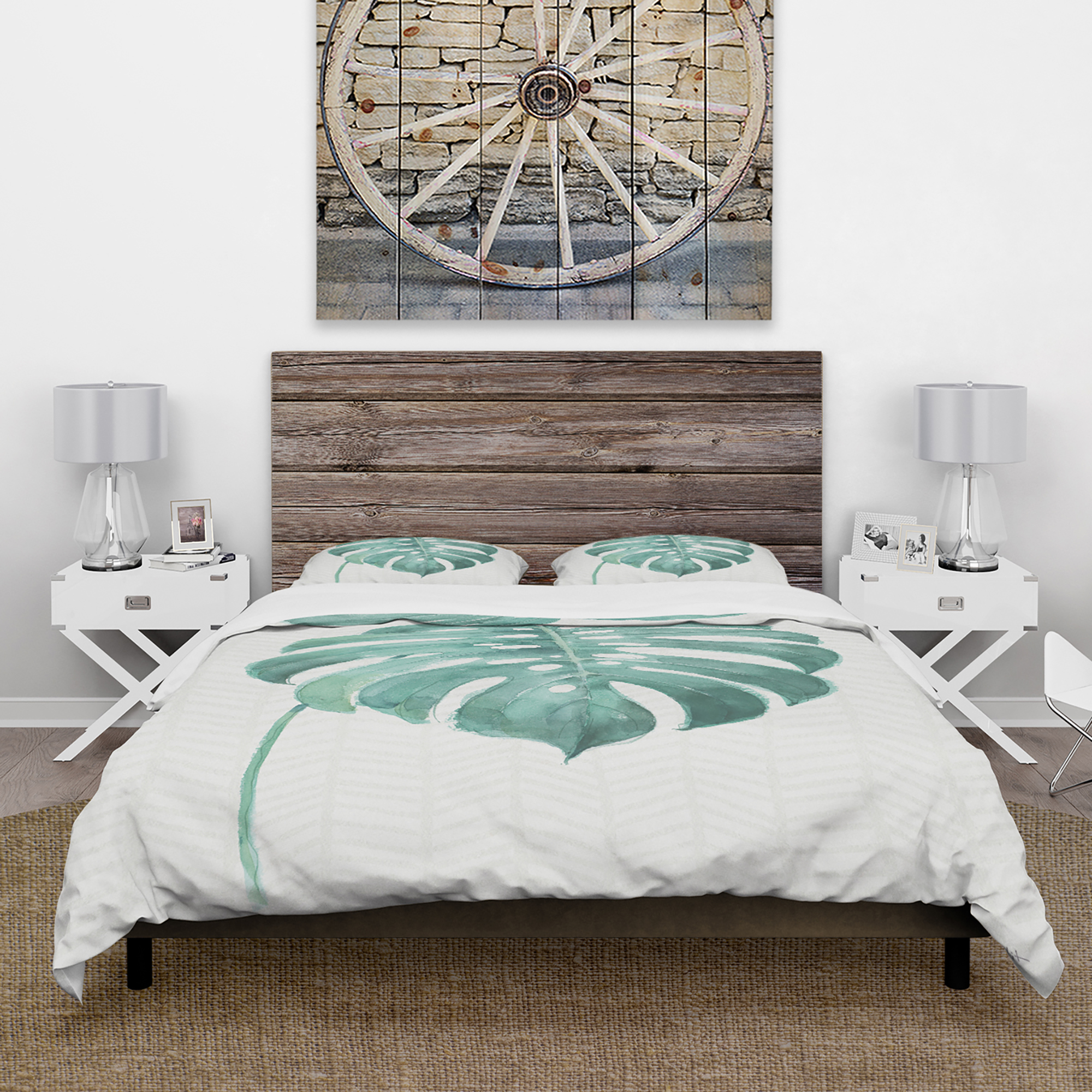Designart 'Mixed Botanical Green Leaves VI' Cottage Duvet Cover Set