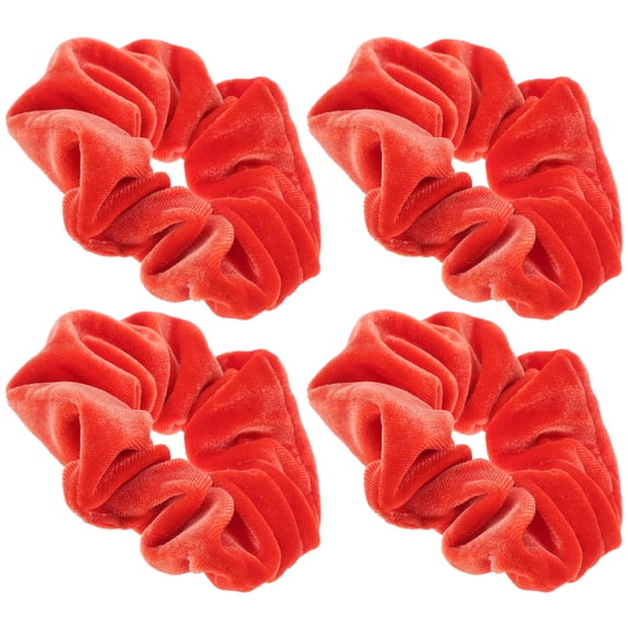 UPOUART 4pcs No Breakage Hair Ties Flannelette Orange Hold Hair for Girls Weddings