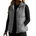 thumbnail image 3 of TARIENDY Womens Lightweight Puffer Vest Stand Collar Zip Padded Warm Jackets Sleeveless Quilted Outerwear with Side Pockets Gray L, 3 of 7