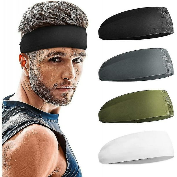 Diademas deportivas para hombres, diadema de entrenamiento que absorbe la humedad, correr, ciclismo, baloncesto, yoga, fútbol, diadema unisex 4 piezas