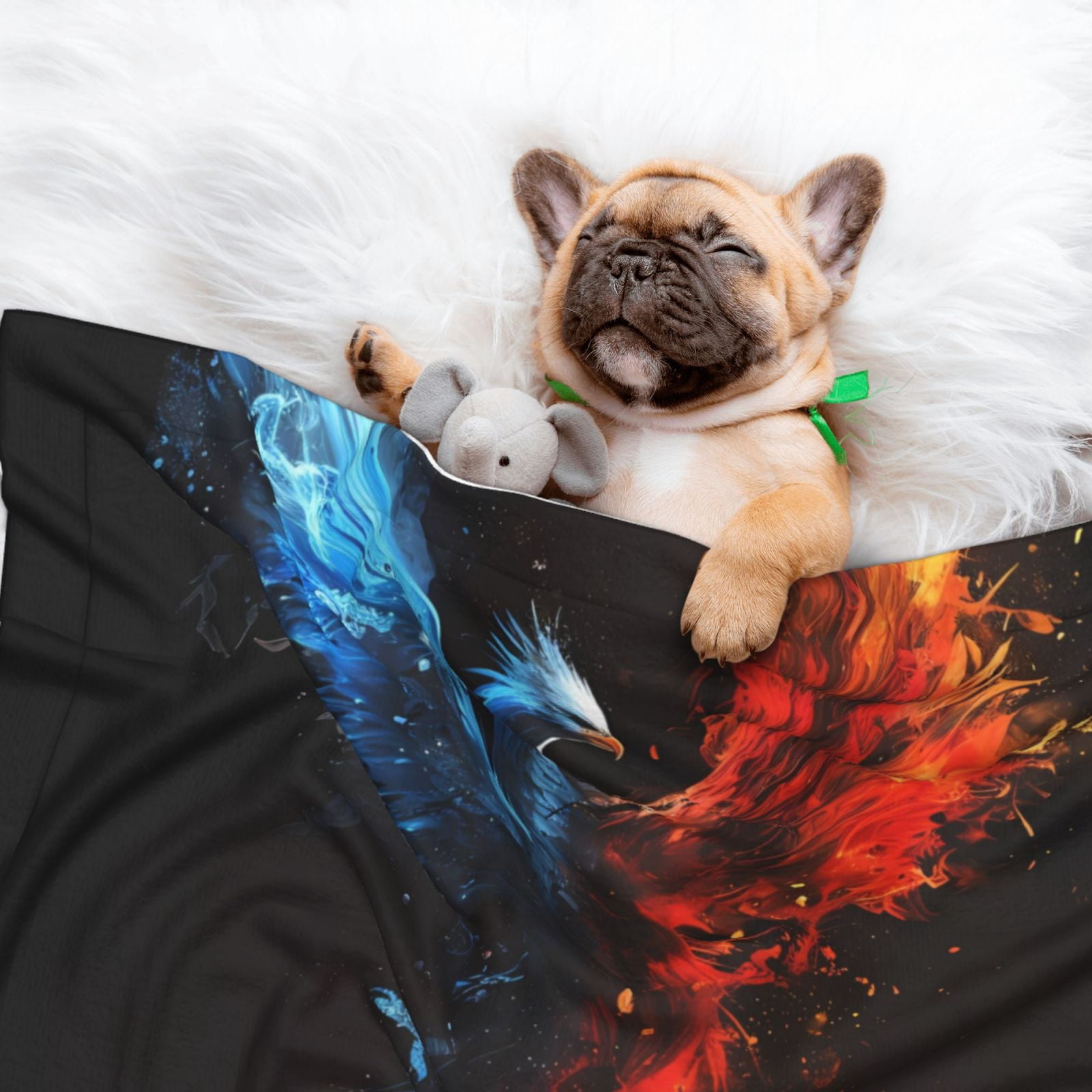 Naloa Red And Blue Fire Bird Dog Blanket, 3 Sizes Cat Blanket for Indoor Cats Large Medium Small Dog Gifts-Medium
