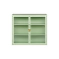 thumbnail image 6 of 27.56" Wall Cabinet with 2 Glass Doors, Metal Hanging Cabinet with Detachable Shelves, Retro Storage Cabinet Bathroom Cabinet for Dining, Living Room, Bathroom, Mint Green, 6 of 9