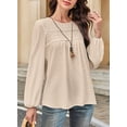 thumbnail image 6 of Corabera Womens Plus Size Tops Cute Swiss Dot Flowy Work Blouses for Women Boho Pullover Round Neck Tunic Long Sleeve Apricot 3XL, 6 of 7