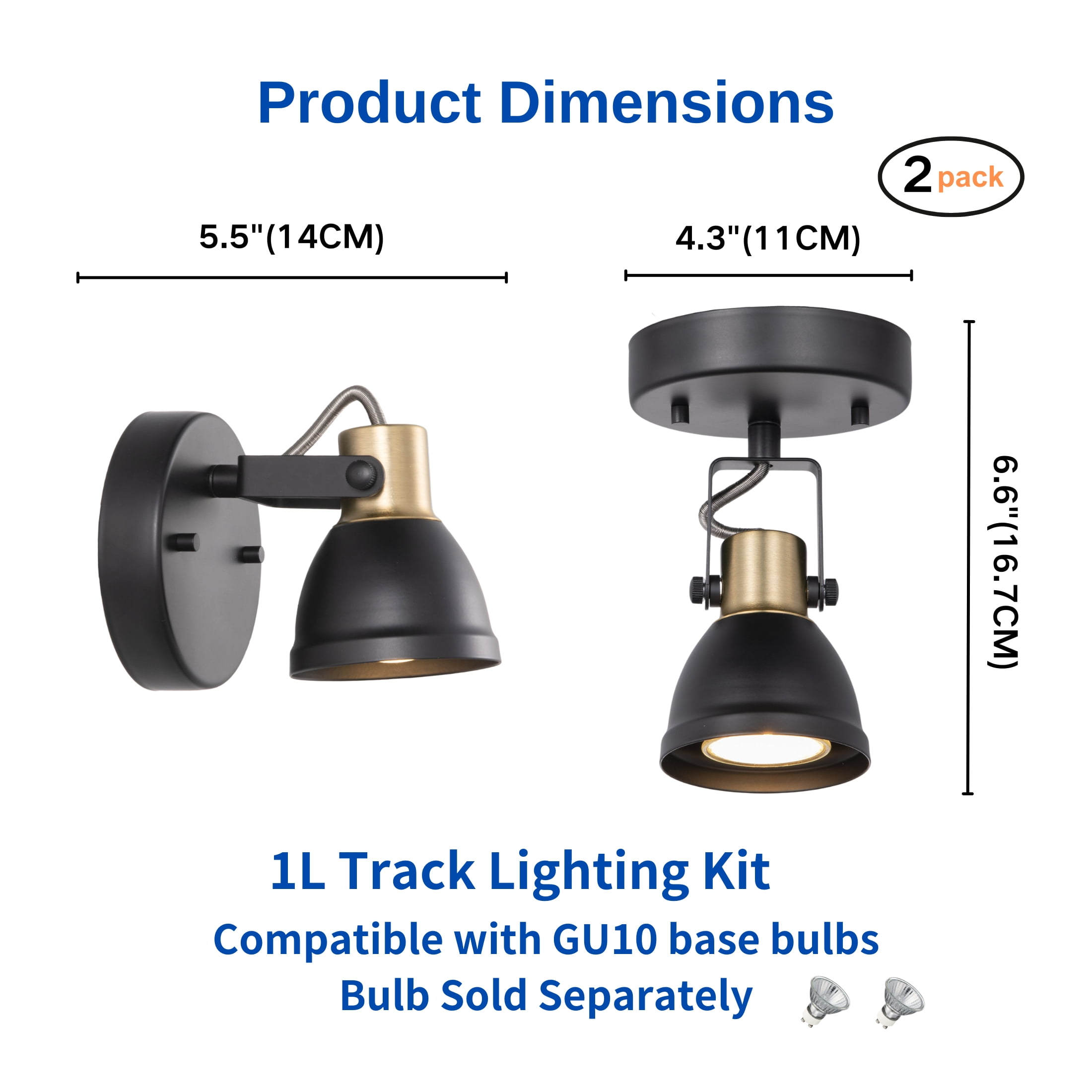 CRAFTRONOS 1 Light Wall Mount Track Light Kit Modern Rotatable Ceiling Spotlights 2 Pack